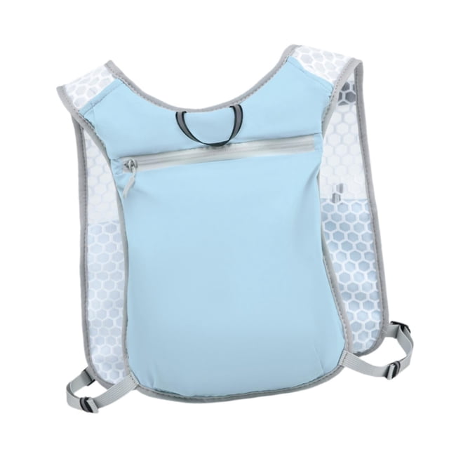 Mochila de hidratación, chaleco para correr, bolsa con soporte para teléfono, múltiples bolsillos, transpirable, versátil, para montañismo, deportes y camping. Azul claro