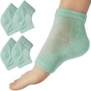 Chiroplax Vented Moisturizing Heel Socks Gel Lining Spa Sleeve Toeless Socks to Heal Protect Treat Dry Cracked Heels, 2 Pairs (Mint)