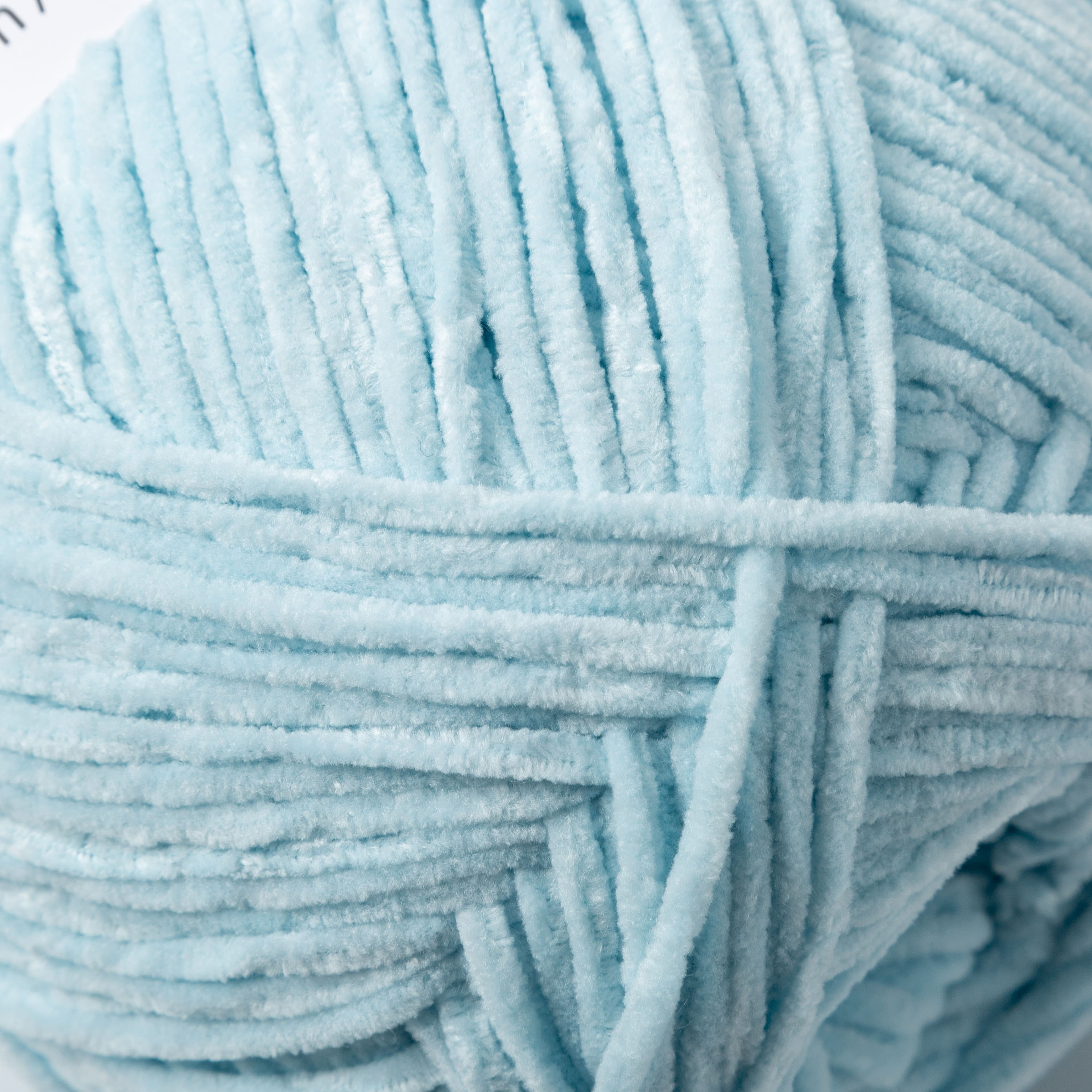 Loops & Threads Blue Bird Skinny Chenille Yarn - Medium Weight Yarn for Knitting, Crochet, Weaving, Arts & Crafts, 12 Pack