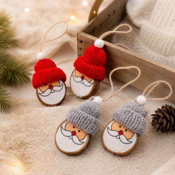 Small Christmas Hanging Ornaments Wooden Tree Decor Mini Pendant Holiday Party Supplies for Home