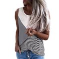 thumbnail image 1 of Nouveau T-Shirt Sans Manches Ample à Rayures Contrastées pour Femmes, 1 of 5