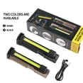 thumbnail image 3 of Occkic LED Work Lights USB Rechargeable COB Light with Magnetic Base Folding Flashlight Inspection Mechanic Light, Black, 3 of 13