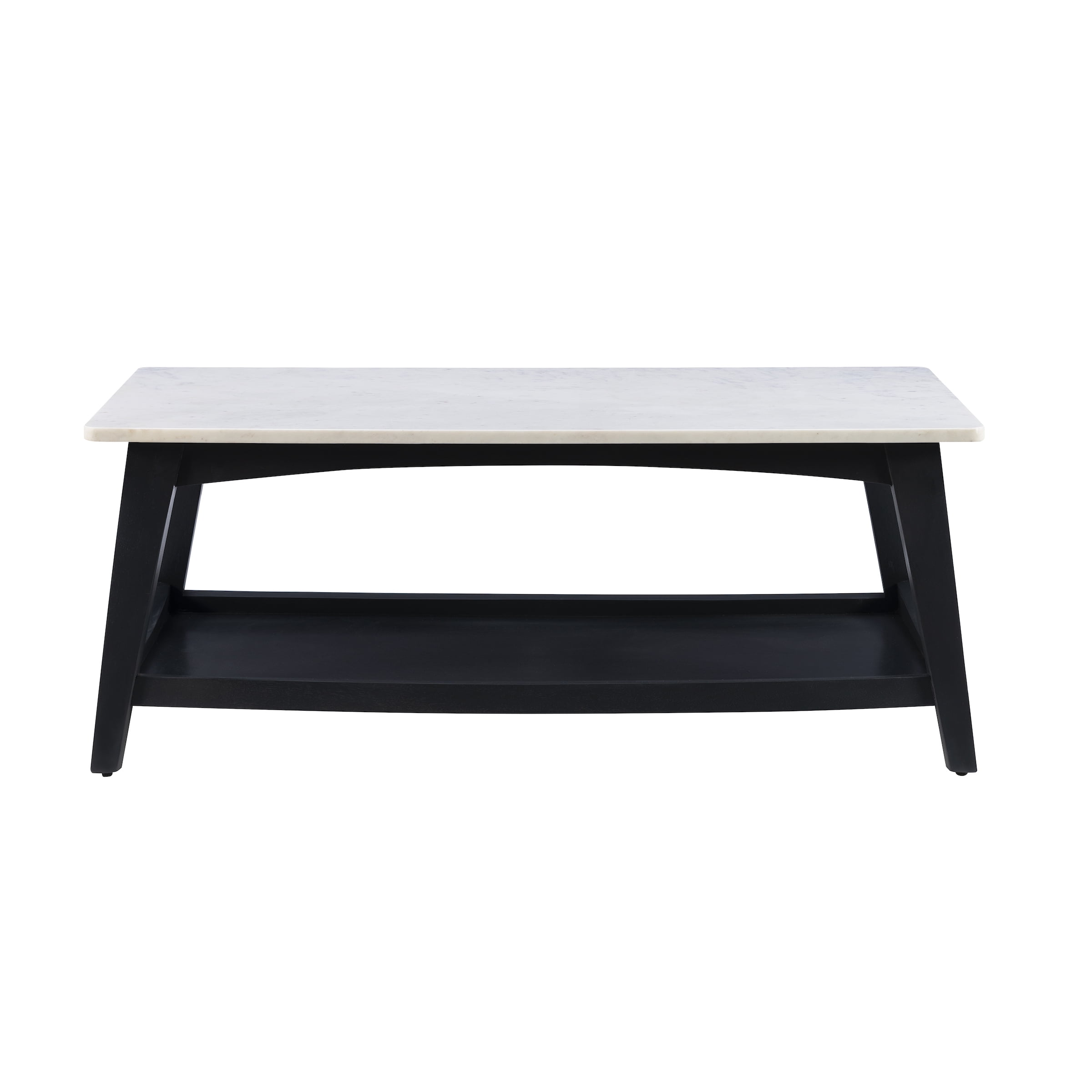 Powell Andover Indoor Modern Coffee Table with Shelf, Gray Wash/White Faux Marble