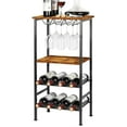 thumbnail image 3 of Wine Rack Table Industrial Wine Rack Freestanding Floor with Glass Holder,Brown, 3 of 12
