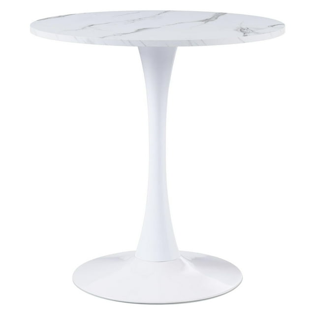 CorLiving Ivo Modern Round Melamine and Steel Pedestal Indoor Dining Table