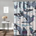 thumbnail image 2 of JEUXUS Shower Curtain - Durable and Washable - Seamless Cute Pigeons Pattern - Multiple Sizes White, 2 of 7