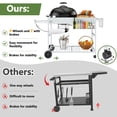 thumbnail image 5 of Walsunny Outdoor Grill Prep Table Cart for Weber 22"&18" Kettle, Universal Grill Table Stand Cart for Performer, Master-Touch, JumboJoe Charcoal Grills with Sliding Lid Rack, Lockable Wheels, 5 of 7