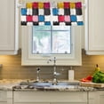 thumbnail image 2 of Yayeee Kitchen Valance Rod Pocket 54" x 18" Living Room Window Curtain, White Checkered Pattern, 2 of 6