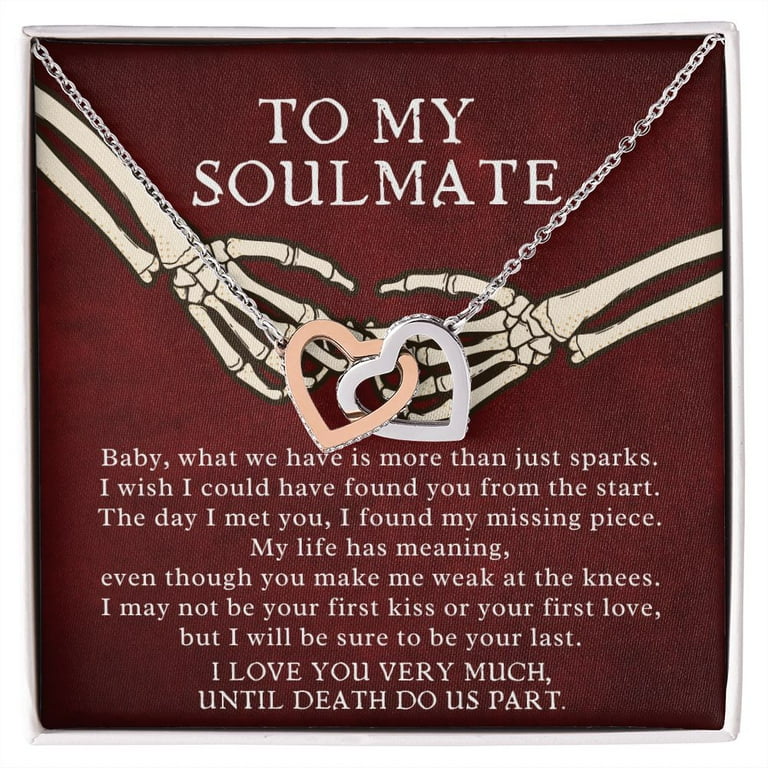 Till Death Do Us Part Skeleton Holding Hands Double Heart Pendant 