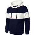 thumbnail image 2 of AIR-Menu2019s Long Sleeved Plaid Hooded Sweatshirts Patchwork Color Pullover Hoodies with Drawstring, 2 of 4