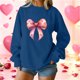 thumbnail image 1 of Xuyuer Valentine's Day Women's Bow Lover Heart Print Round Neck Loose Hoodie Long Sleeve Top, Cute Casual Pullover for Valentine's Day Gifts, Date Nights and Everyday Cozy Wear, 1 of 5