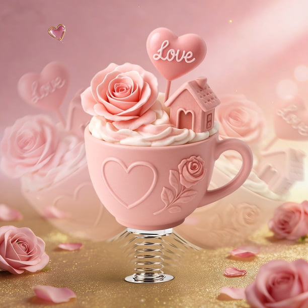 Expositor De Acrílico Adorno de taza de té mecedora para San Valentín, 1 pieza, regalo para pareja para decoración de festivales JASKFLY