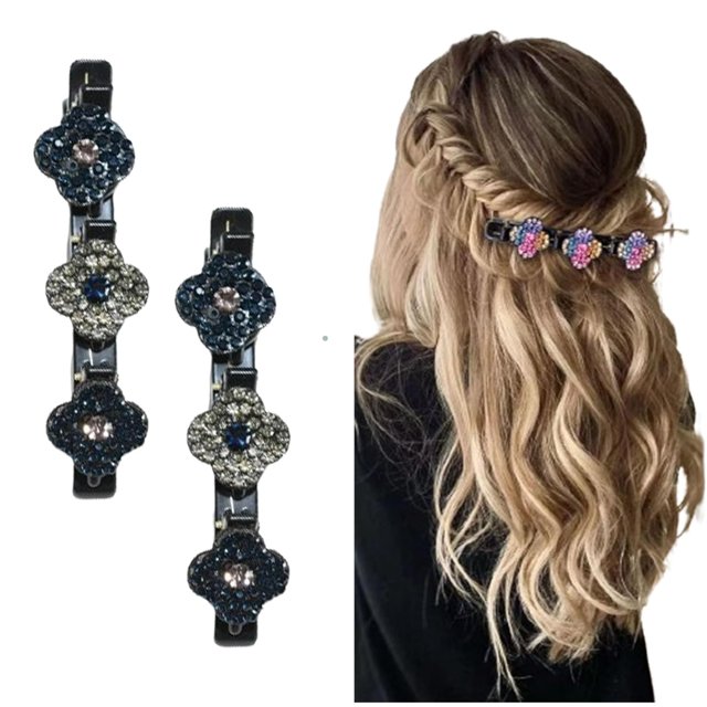 Pinzas para el cabello trenzadas con piedras de cristal brillantes, pinzas para el cabello trenzadas para mujeres, pinzas para el cabello trenzadas con piedras de cristal, pinzas para el cabello trenz