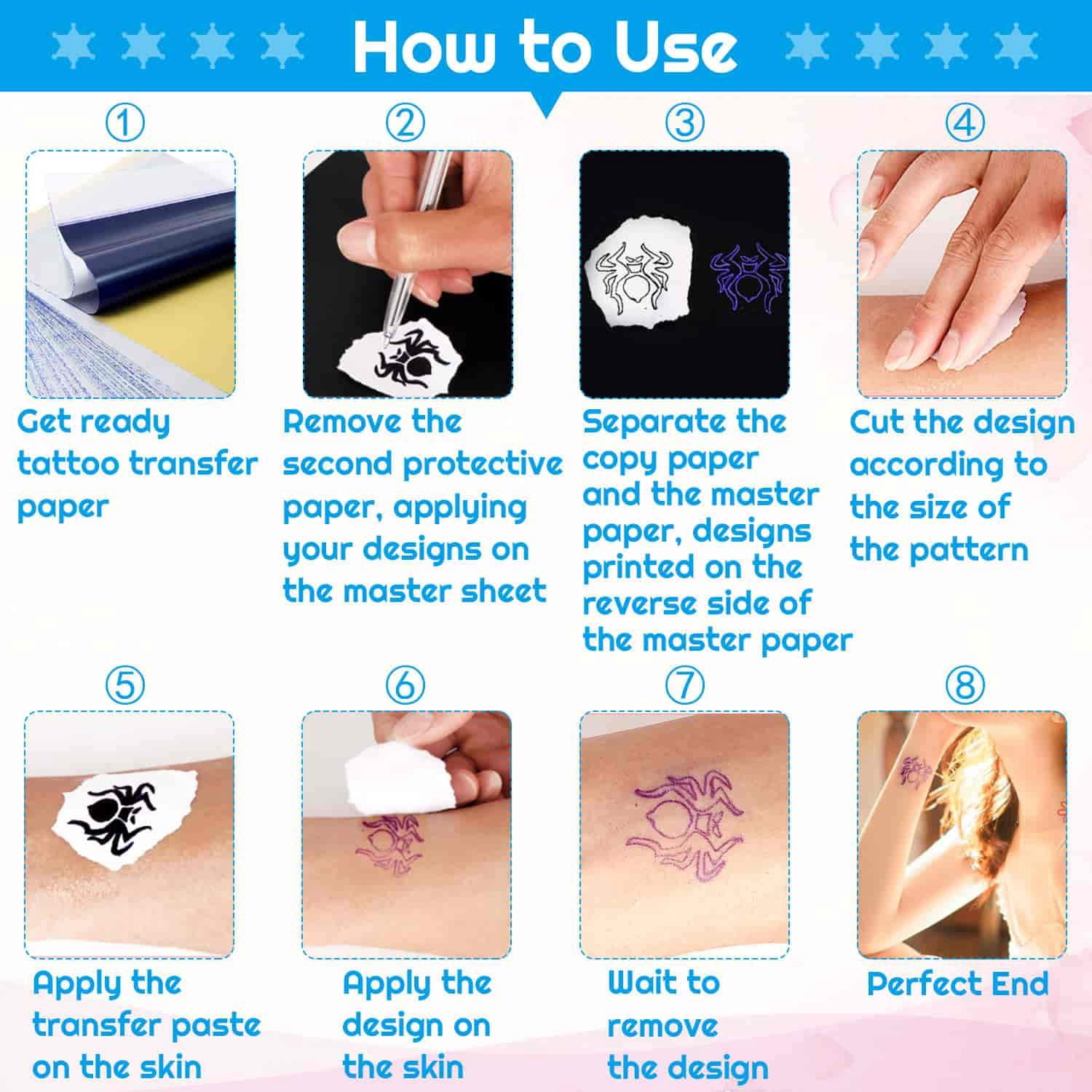 38 Sheets Tattoo Transfer Paper, Stencil Paper for Tattooing, 8 1/4" x 11 3/4