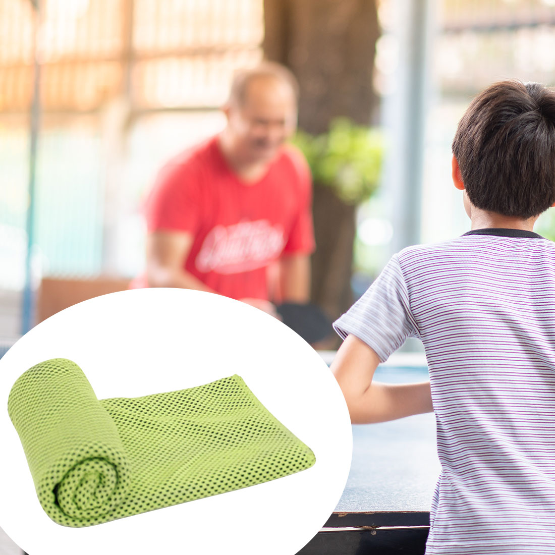 Unique Bargains 2Pcs Soft Microfiber Sport Cool Touch Towel 11"x30" Green