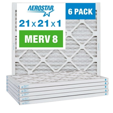 Aerostar 21x21x1 MERV 8 Pleated Air Filter, AC Furnace Air Filter, 6 Pack