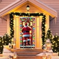 thumbnail image 1 of Seyotauo Festive Christmas Santa Claus Door Banner Decorative Polyester Holiday Door Cover with Santa and Wreath, Perfect for Indoor and Outdoor Christmas Decorations 71 x 35 inch, 1 of 6