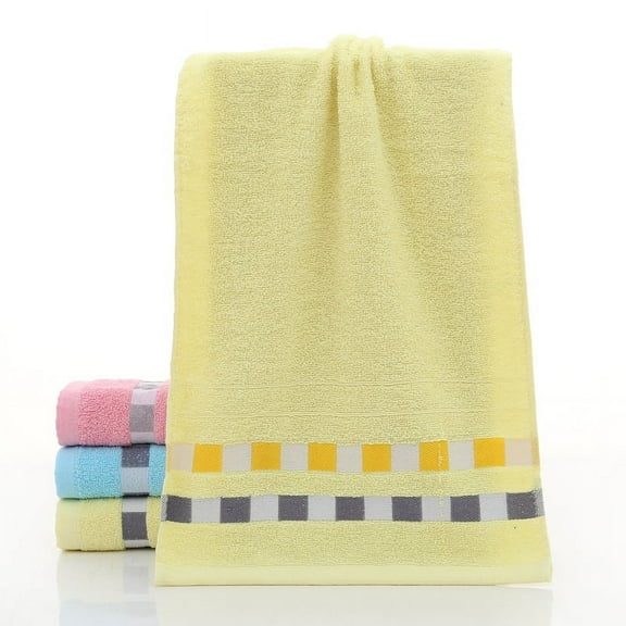 Zhuge Towels 2Piece 13.39x29.13inch Perfect Everyday Shower 100g grid Towels, , Quick Dry Towels for Your Bathroom for Bathroom and Powder Room (yellow)