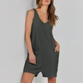 thumbnail image 6 of TrendVibe365 Casual Rompers for Women Gray Pants Solid V Neck Comfy Jumpsuits Tank Shorts Sleeveless Overalls with Pockets Clothes People Doop, 6 of 7