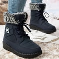 thumbnail image 3 of HEWUQI Women's Winter Snow Boots Platform Plush Cuff Mid Calf Boots Waterproof Lug Sole Lace up Hiking Shoes Blue Size 6, 3 of 6