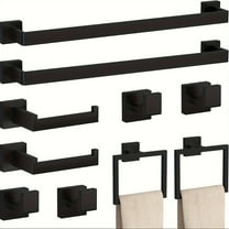 10 Matte Black Bathroom Accessories Set, 23.6-inch Towel Rod Set, SUS 304 Stainless Steel Bathroom Hardware Set, Bathroom Wall Mounted Towel Rack.