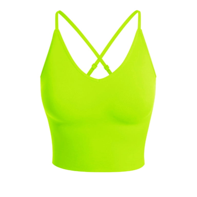 Design by Olivia Women's Casual Seamless Padded Workout Sports Bra Cami  Cropped Yoga Tank Top with Adjustable Straps at  Women's Clothing  store