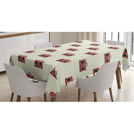 

Hip Hop Tablecloth Tape Recorder Musician Instrument Breakdance and Rap Music Themed Print Rectangular Table Cover for Dining Room Kitchen 52 X 70 Inches Cream Vermilion Black by Ambesonne