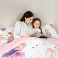 thumbnail image 4 of Feelyou Flower Elf Angel Bedding Comforter Set 7pcs for Kids, Pink Flower Butterfly Queen Bedding Sets, Fairy Tale Princess Reversible Queen Sheet Sets, Microfiber Bedroom Decor, 4 of 8