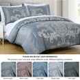 thumbnail image 5 of Chezmoi Collection Valor 7-Piece Bed in a Bag King, Grayish Blue/Gray Luxury Jacquard Floral Comforter with Sheets Set for All Season, 5 of 9