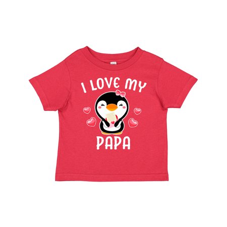 

Inktastic I Love My Papa with Cute Penguin and Hearts Gift Toddler Toddler Girl T-Shirt