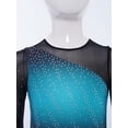 thumbnail image 5 of Doomiva Kids Girls Gradient Figure Skating Dress Shiny Rhinestone Mesh Long Sleeve Dance Competitions Training Outfit Blue Green 12, 5 of 7