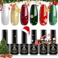 thumbnail image 2 of MEFA Juego de esmaltes de uñas de gel navideño, edición limitada, 6 colores burdeos, rojo, verde oscuro, purpurina en gel, esmalte de uñas para invierno, plata, oro, brillo, manicura, remojo, salón de, 2 of 4
