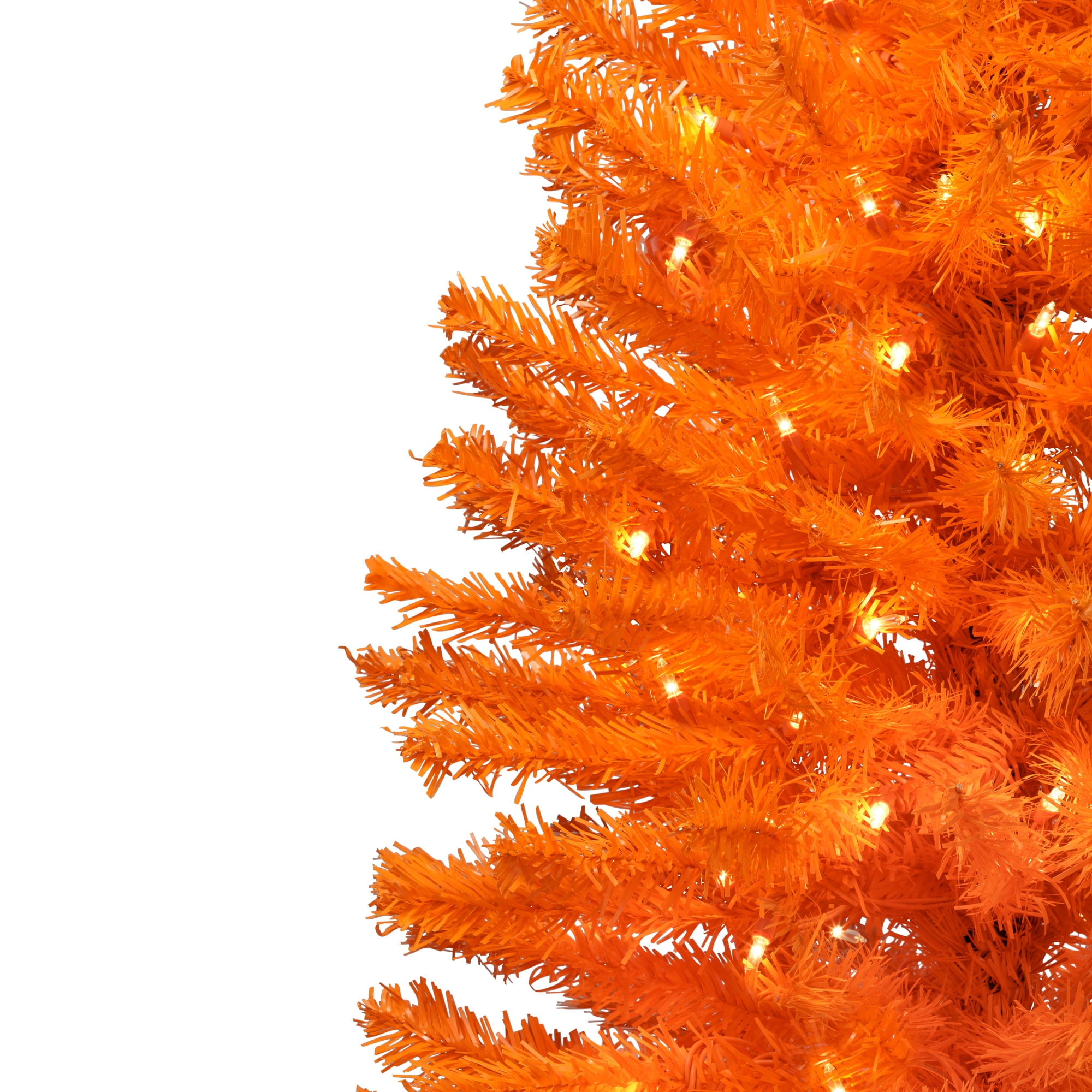 Pre-Lit Medium Artificial Pine Christmas Tree - 4' - Orange - Clear Lights