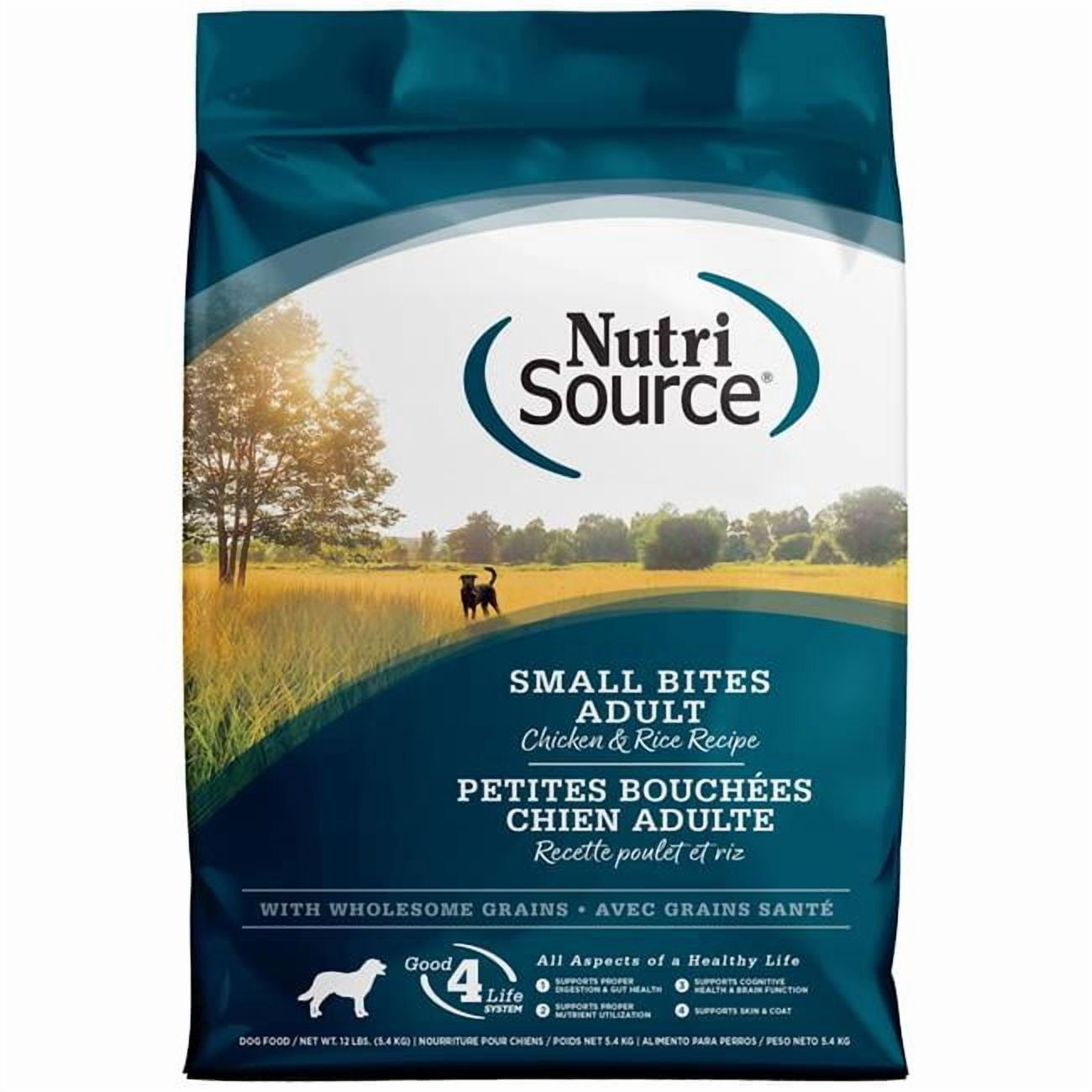 NutriSource with Wholesome Grains Adult Small Bites Chicken & Rice Recipe Dog Food 12 lb