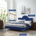 thumbnail image 2 of Platform Bed Frame, King Size, Blue Navy, Velvet, Modern Contemporary, Bedroom Master Guest Suite Room, 2 of 10