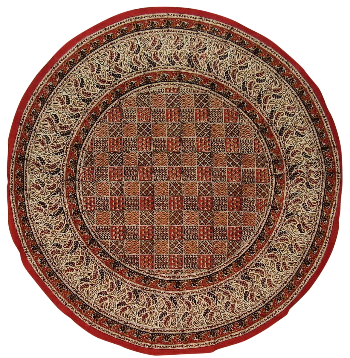 Kalamkari Block Print Round Cotton Tablecloth 72