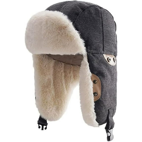 AKcxy Men Women Windproof Faux Fur Ushanka Russian Hat Winter Thick Plush Earflap Cap Warm Cycling Ski Hunting Trapper Hats