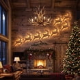 thumbnail image 4 of Deer Glow LED Christmas Reindeer Wall Decorations 3D Wooden Light Up Decor, Indoor Home Display Holiday Accent Hanging Ornament for Fireplace Window Living Room Party Festive Scene (12pcs 12in), 4 of 8