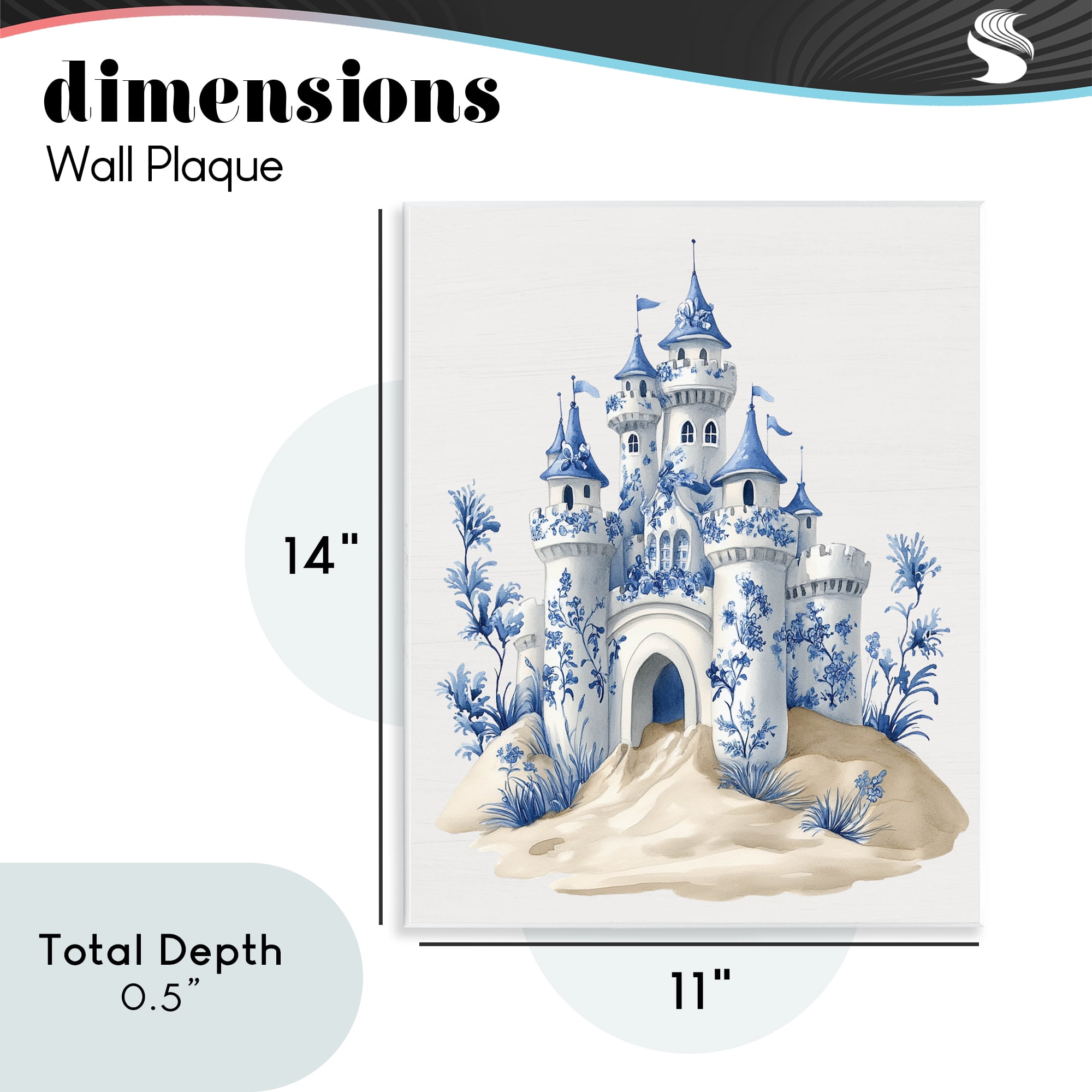 Funky Toile Castle Wall Plaque Art, design by Lettered and Lined