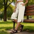thumbnail image 5 of Women's Capri Pants Wide Leg Plus Size UPF50+ Lightweight Quick Dry Pants Casual Loose Hiking Walking Capris, XL, 5 of 5