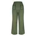 thumbnail image 5 of DENGDENG Womens Baggy Barrel Sweatpants Lounge Elastic High Waisted Palazzo Pants Casual Drawstring Wide Leg Sweatpants Loose Fall Color Block Trousers W/pockets Army Green M, 5 of 6