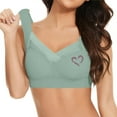 thumbnail image 2 of Bras, Women'S Plus Size Wireless Vest-Style Thin Adjustable Support Bra With Side Cinching & Accessory Breast Gathering, Comfort Everyday Wear, Heart Embroidery Bras Tops (46, Mint Green) ZMTing, 2 of 3