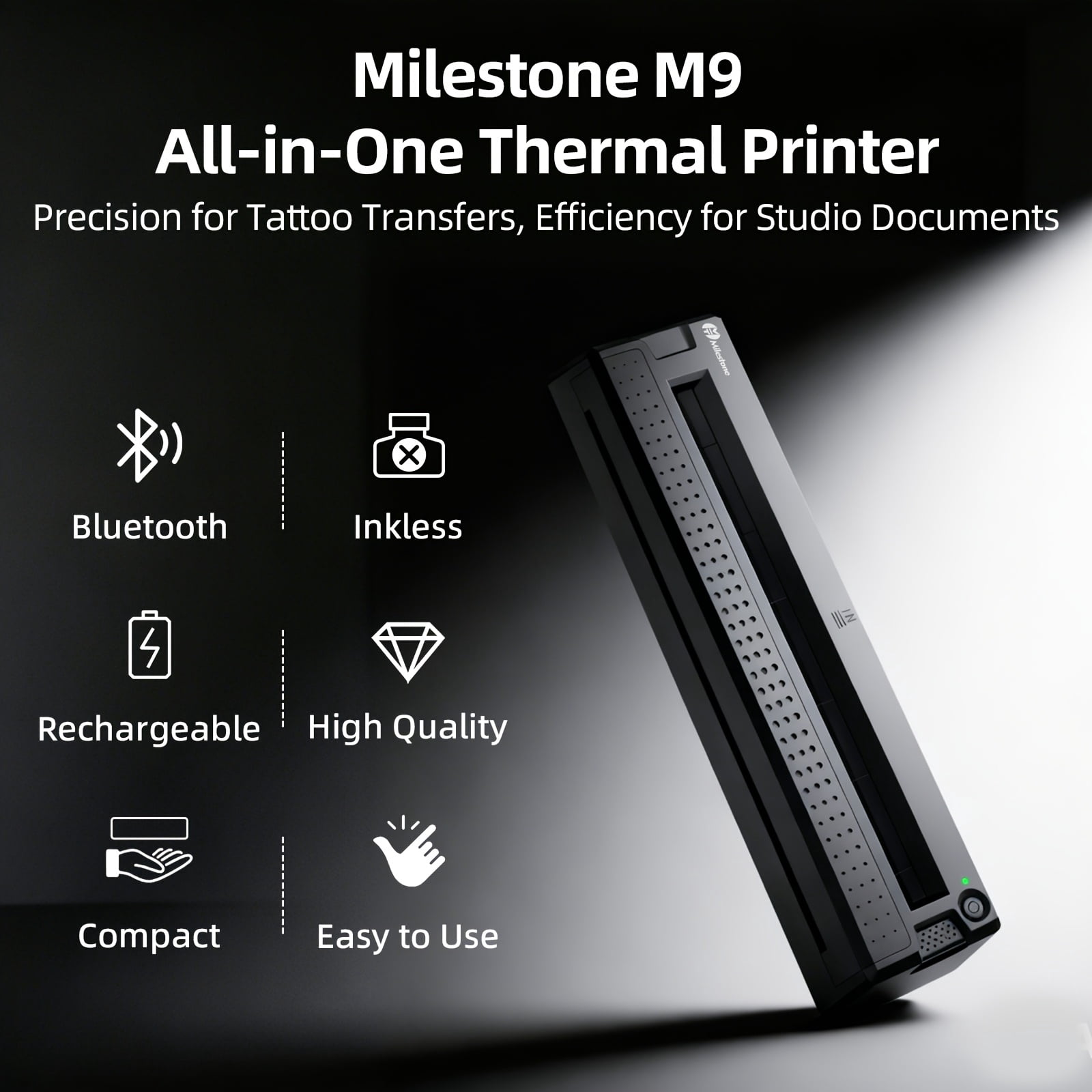 Ink-Free Bluetooth Thermal Printer: Portable A4 Tattoo Stencil Copier for Smartphones & Tablets, with 10 Transfer Papers