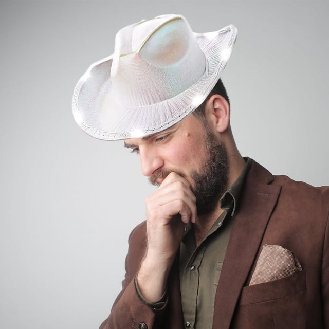 Sombrero grande y colorido para fiestas con luces, estilo compuesto, sombrero de fiesta/festival con luces, sombrero de vaquero EVA colorido, sombrero de vaquero
