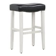 thumbnail image 2 of Polytrends Jameson Upholstered Polyester 29" Bar Stool with White Legs - (Set of 2) Antique White/Black, 2 of 5
