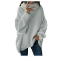 thumbnail image 2 of Ikevan Women'S Solid Casual O-Neck Shoulder Pocket Knitted Sweater Knitwear Top Gray M, 2 of 6