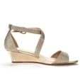 thumbnail image 2 of Dream Pairs Women Ankle Strap Low Wedge Sandals Casual Dress Shoes Fashion Open Toe Sandals Jones Gold Size 7.5, 2 of 2