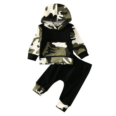 

Loalirando Baby Boys Camouflage Hoodie Tops Pants Sweatsuit Outfits Set