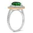 thumbnail image 2 of 2.48 ct Pear Cut Simulated Emerald with Simulated Diamond Halo Accents 14K White/Rose Gold Womens Engagement Ring, 2 of 4