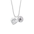 thumbnail image 2 of Delight Jewelry Silvertone Baby Feet Heart Locket Silvertone Script Initial Disc - A - Charm Necklace, 20"+3", 2 of 4